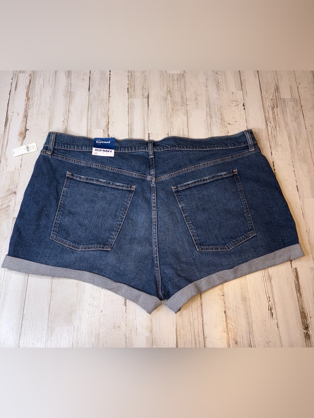 Old Navy Mid-rise Boyfriend Dark Blue Rolled Hem Denim Shorts Plus Size 24 - Picture 11 of 11